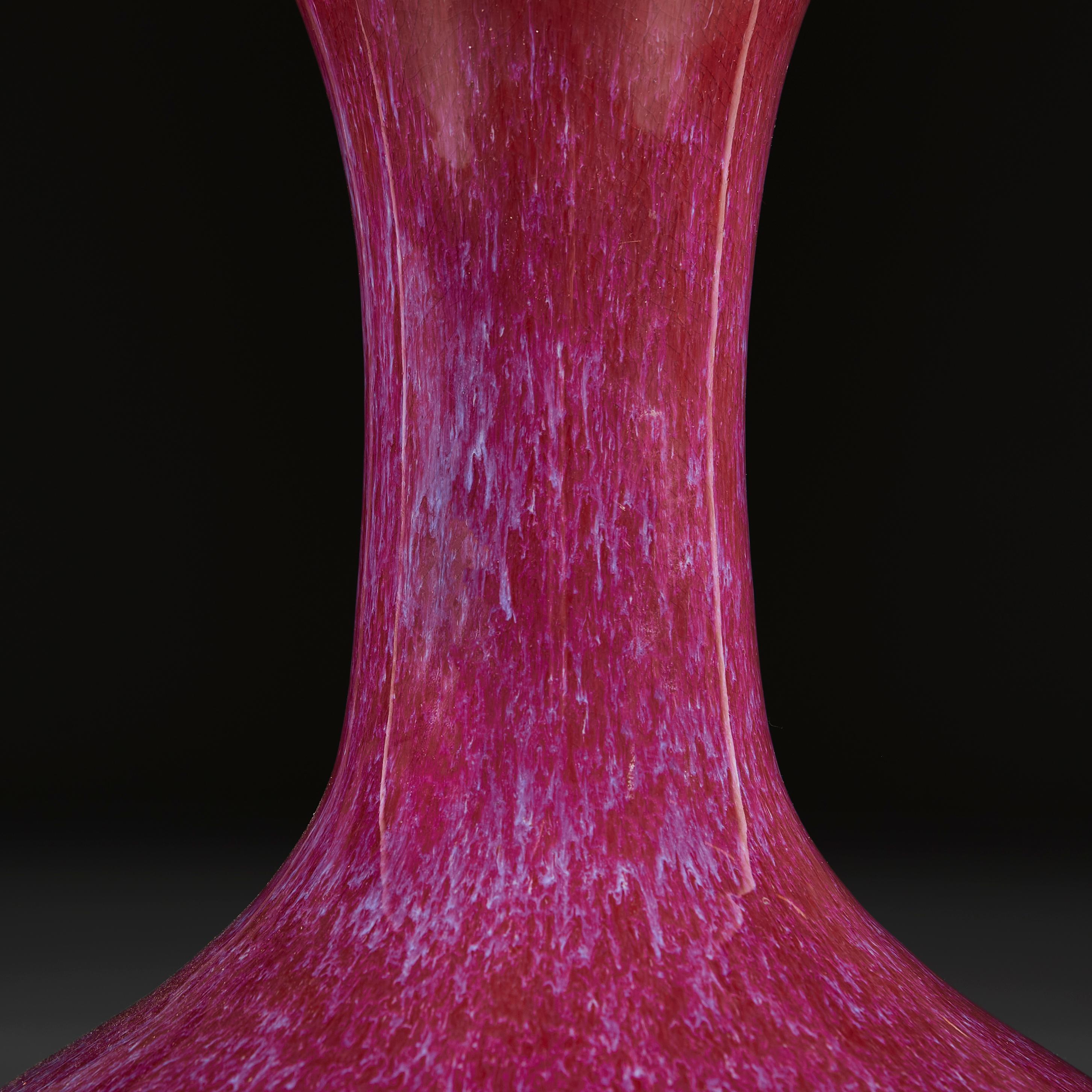 Ceramic A Chinese Plum Flambe Vase as a Lamp For Sale