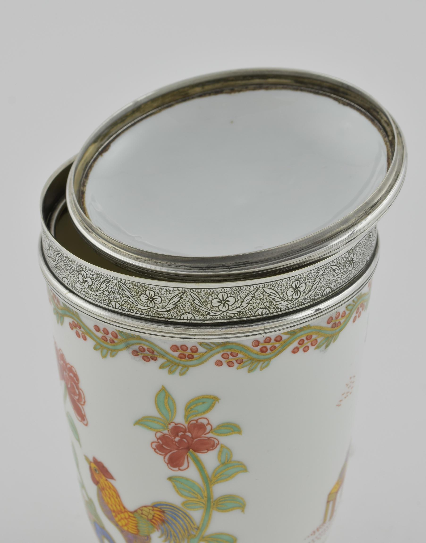 19th Century A Chinese porcelain and silver mounted cup and cover  For Sale