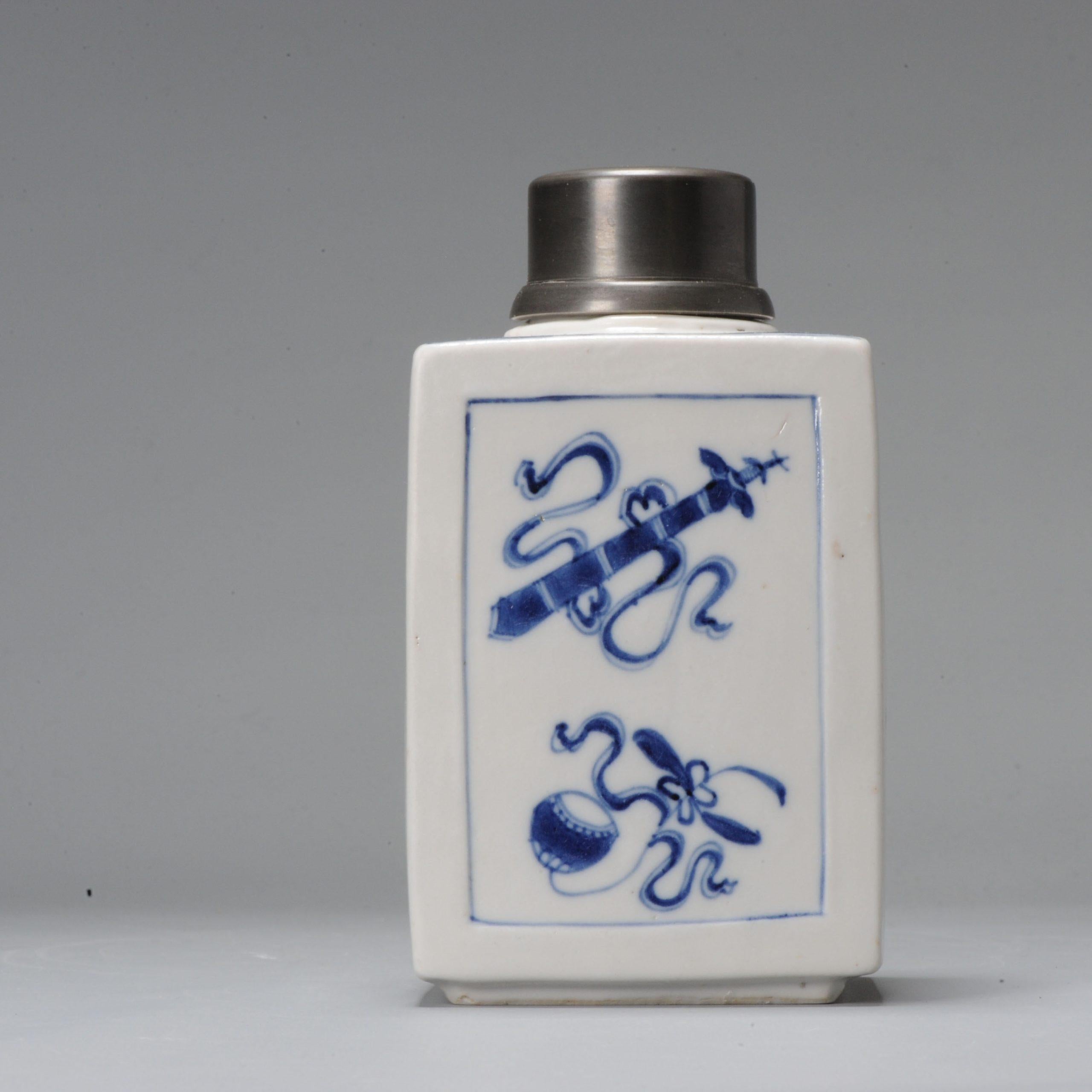 Chinese Porcelain Blue White Sugar / Tea Jar Kangxi Period China 5