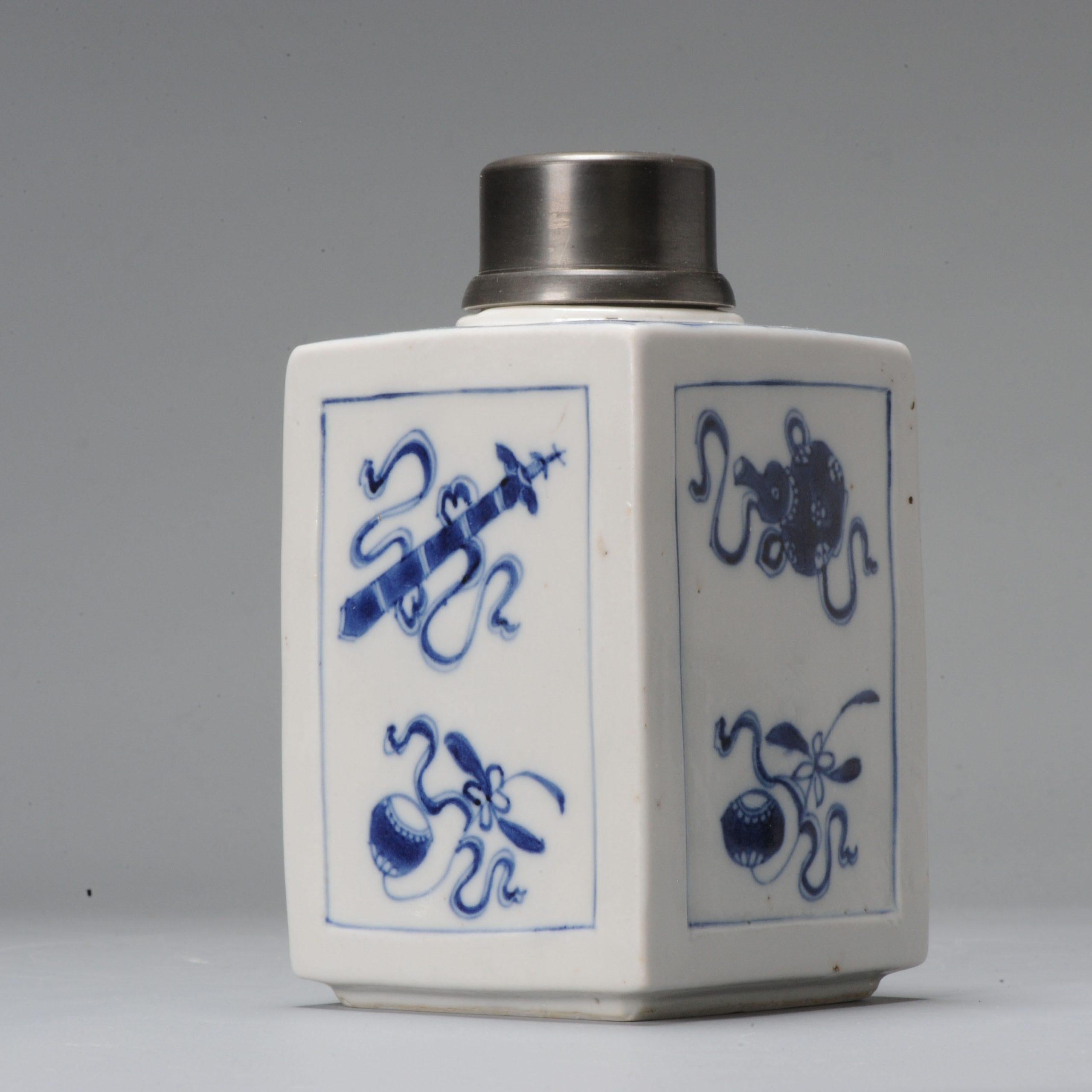 Chinese Porcelain Blue White Sugar / Tea Jar Kangxi Period China 6