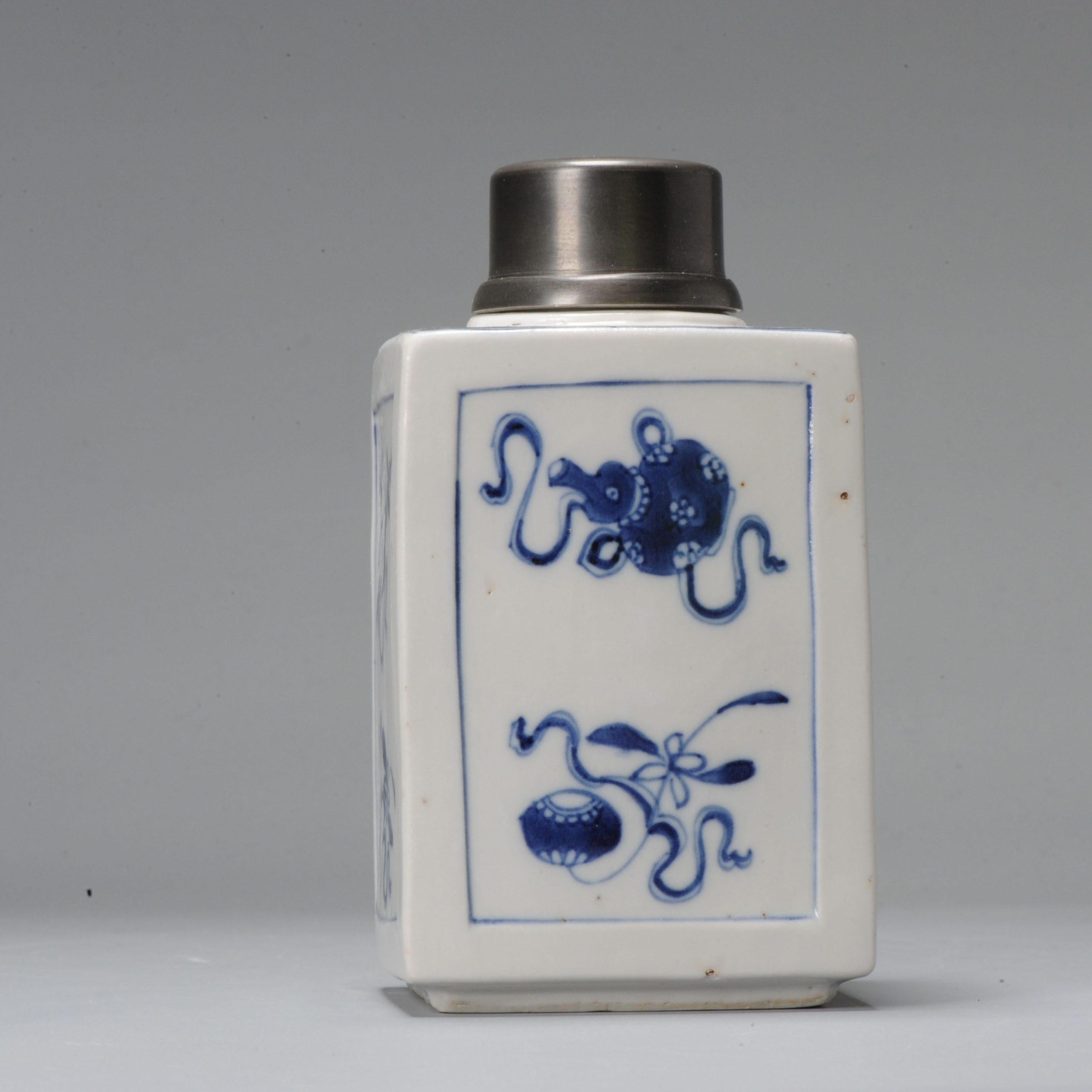 Chinese Porcelain Blue White Sugar / Tea Jar Kangxi Period China 7