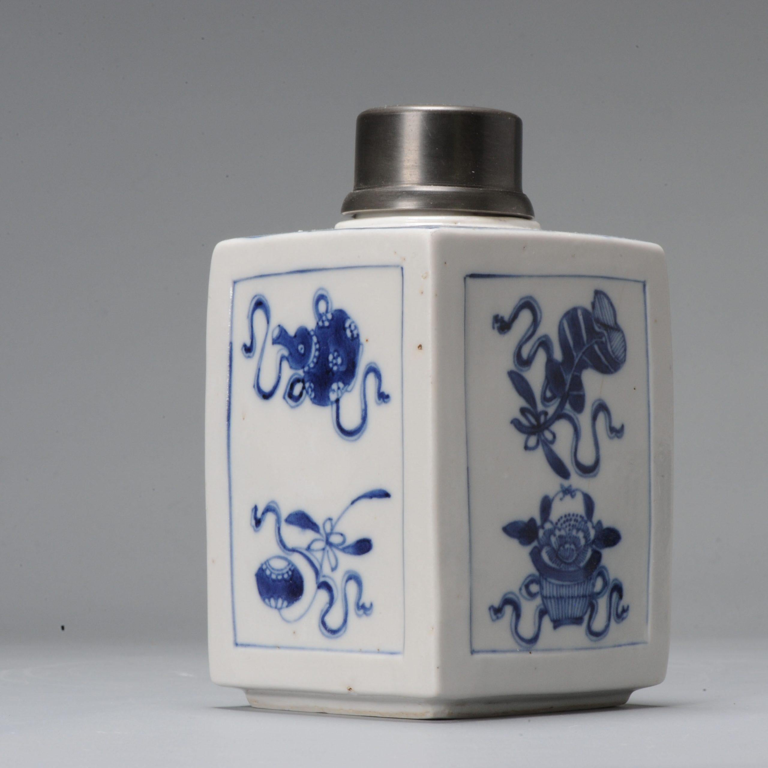 18th Century and Earlier Chinese Porcelain Blue White Sugar / Tea Jar Kangxi Period China