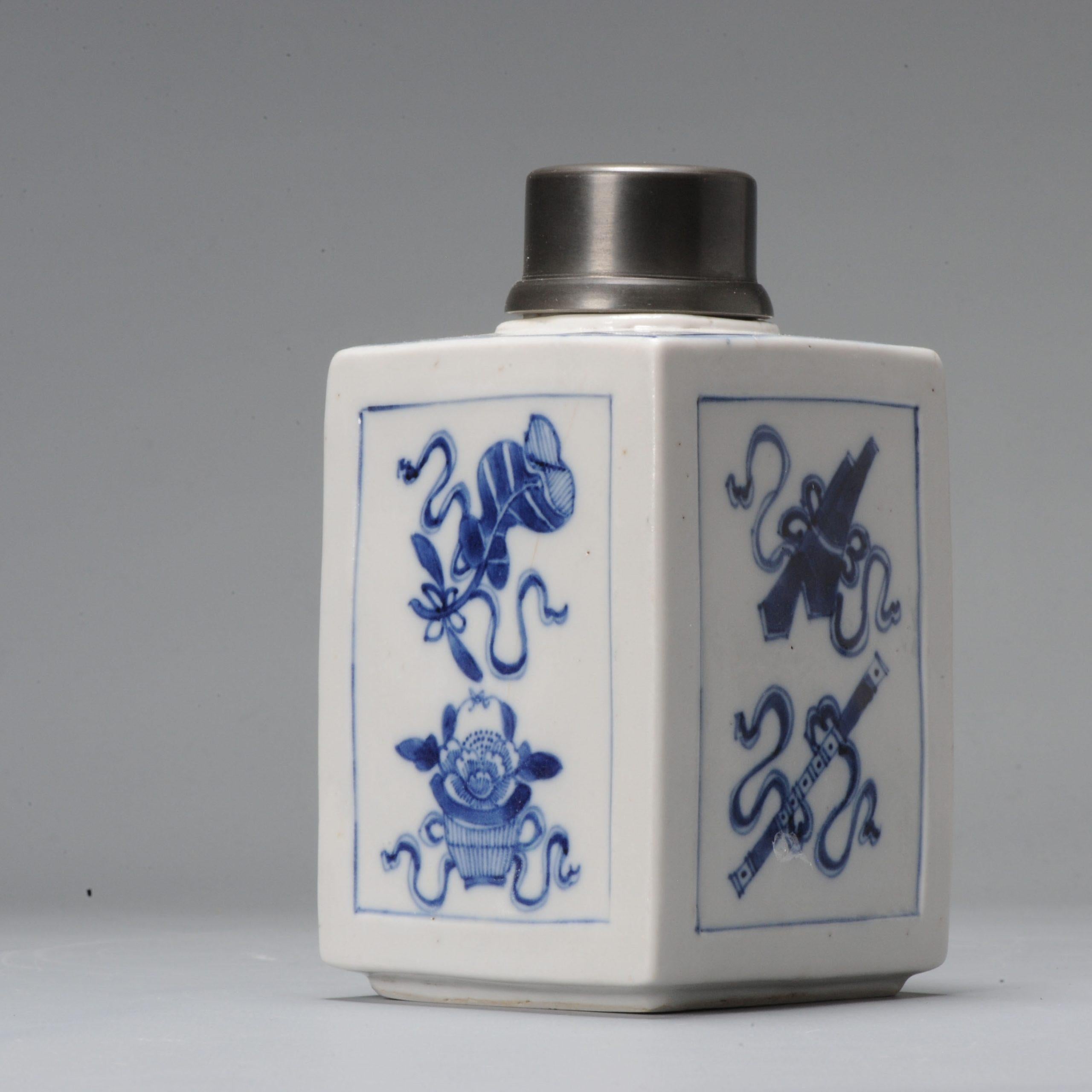 Chinese Porcelain Blue White Sugar / Tea Jar Kangxi Period China 2