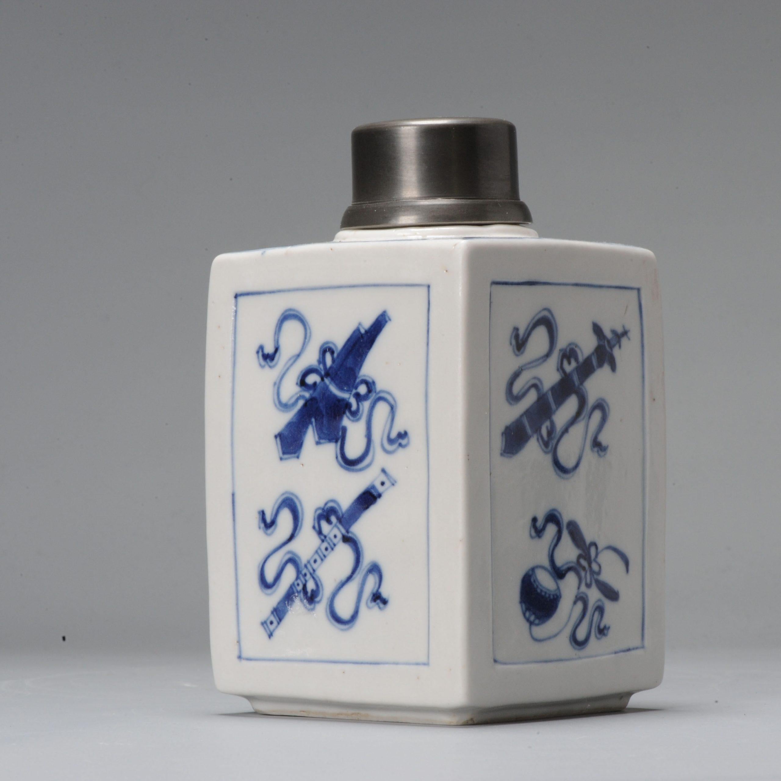 Chinese Porcelain Blue White Sugar / Tea Jar Kangxi Period China 4