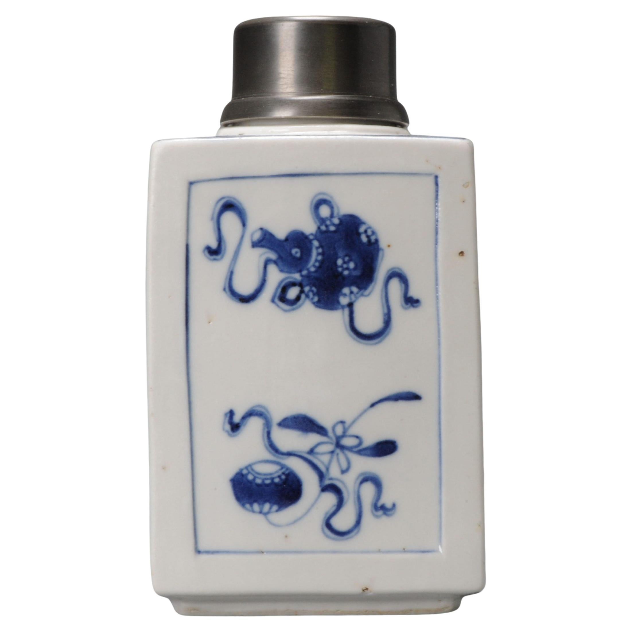 Chinese Porcelain Blue White Sugar / Tea Jar Kangxi Period China