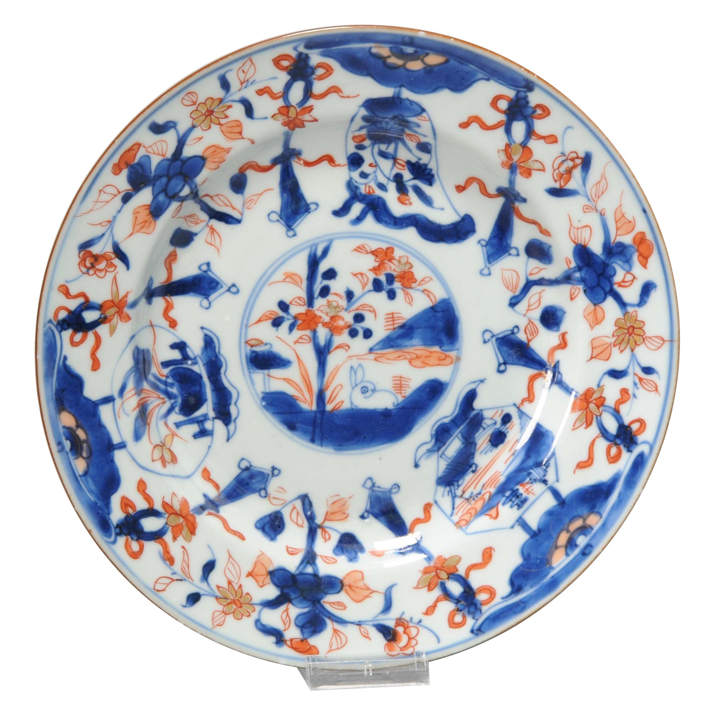 Piatto Imari Porcelain cinese del periodo Kangxi Antico Raro Scena di lepre in vendita