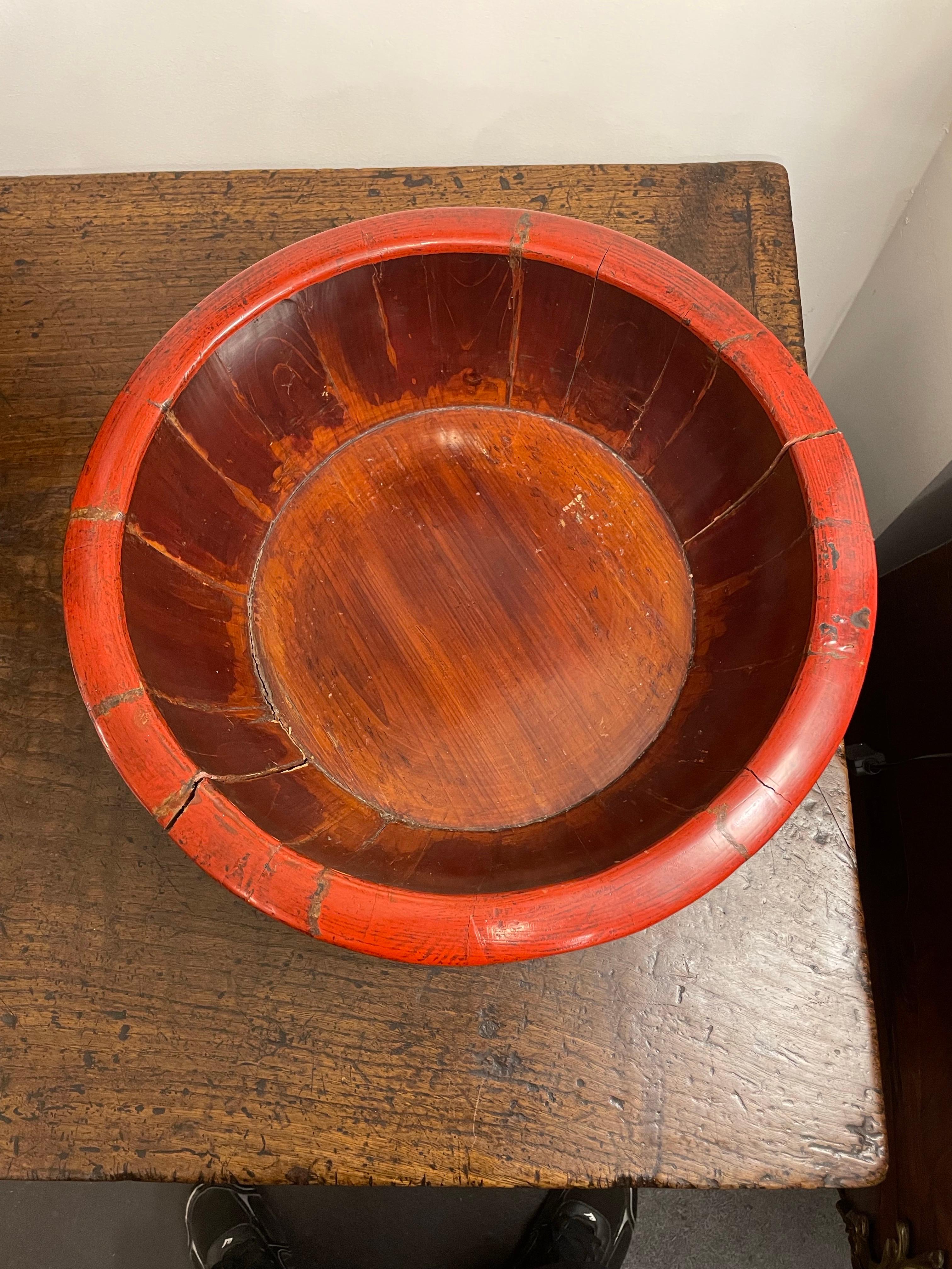 A Chinese Red Lacquer Baby Bath with Mark, Late 19th Century

Provenance: Private Australian Collection.

Diamension: Height: 14cm Diameter: 42cm.