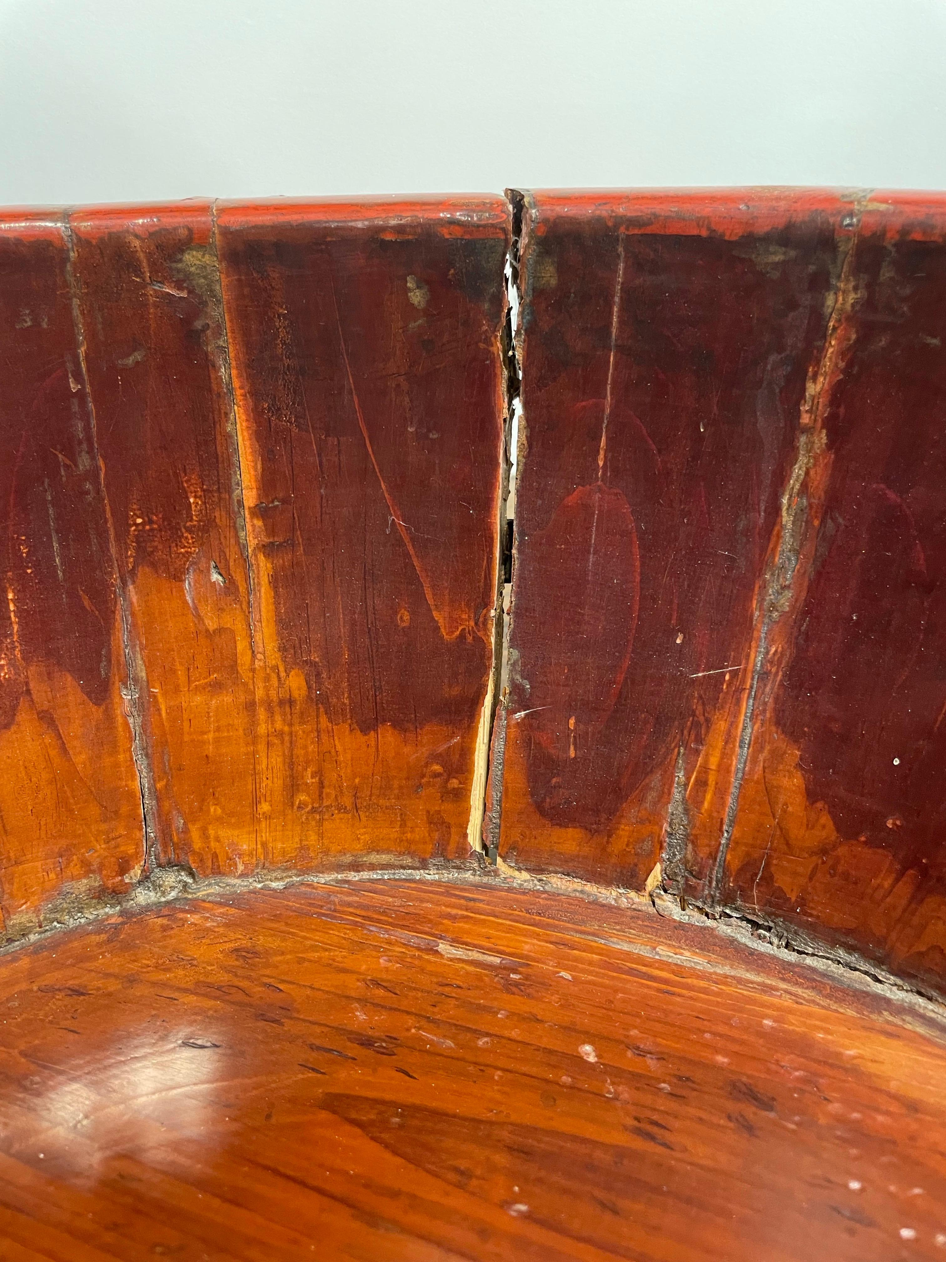 Wood A Chinese Red Lacquer Baby Bath with Mark, Late 19th Century For Sale