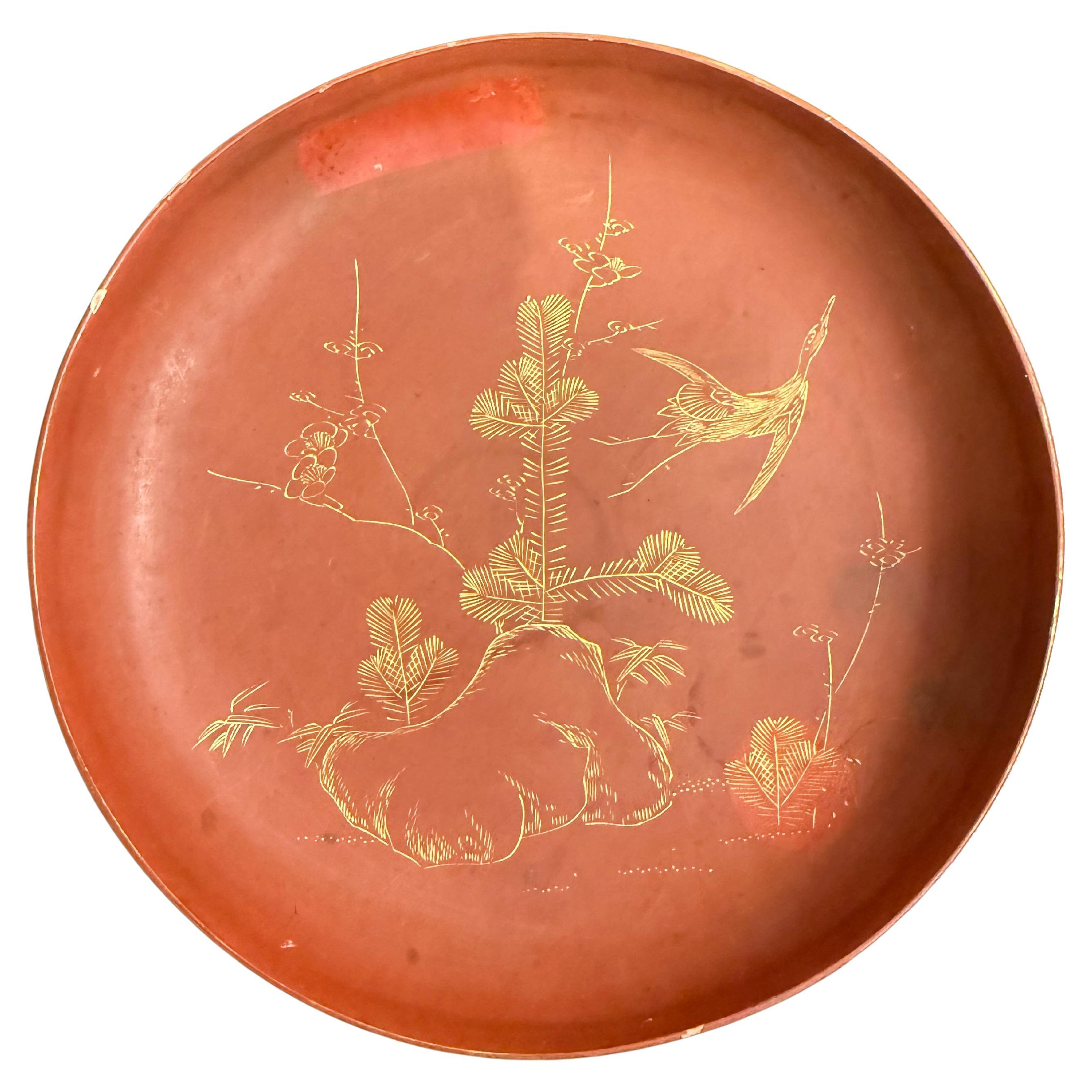 A Chinese Red Lacquered Dish Plate, 20th Century