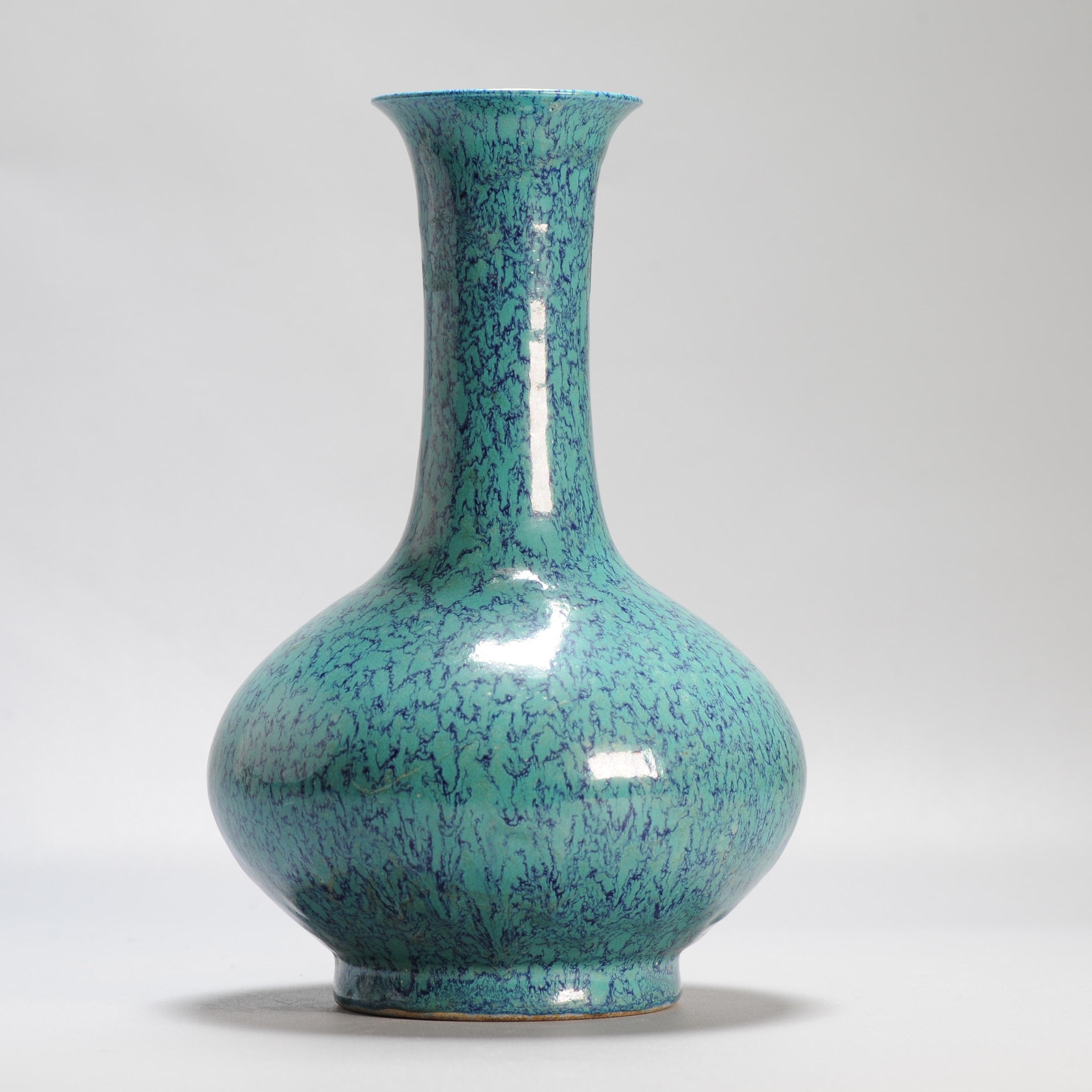 A Chinese Robins Egg bottle vase 20/21c with Seal Mark in Qianlong style 2