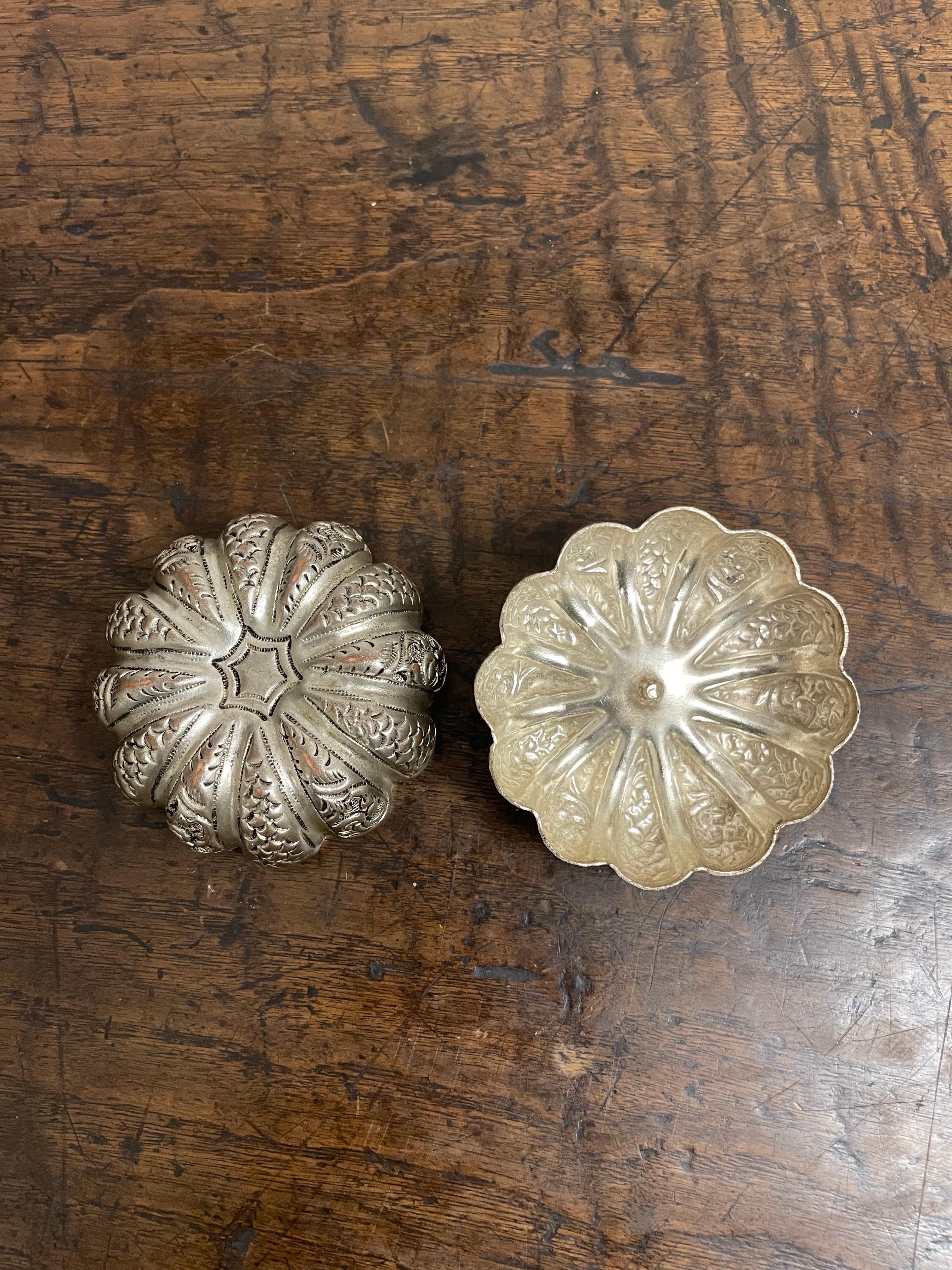Silver Plate A Chinese Silver Apple Shaped Lidded Jewellery Box, Early 20th Century For Sale
