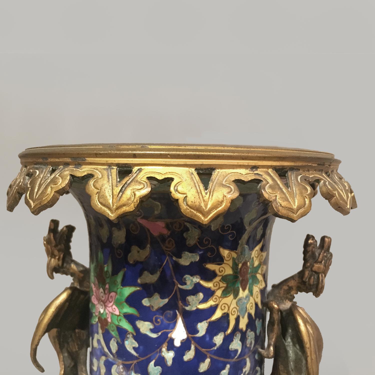 Chinoiserie Chinese-Style Porcelain Vase In The Manner of Ferdinand Barbedienne For Sale
