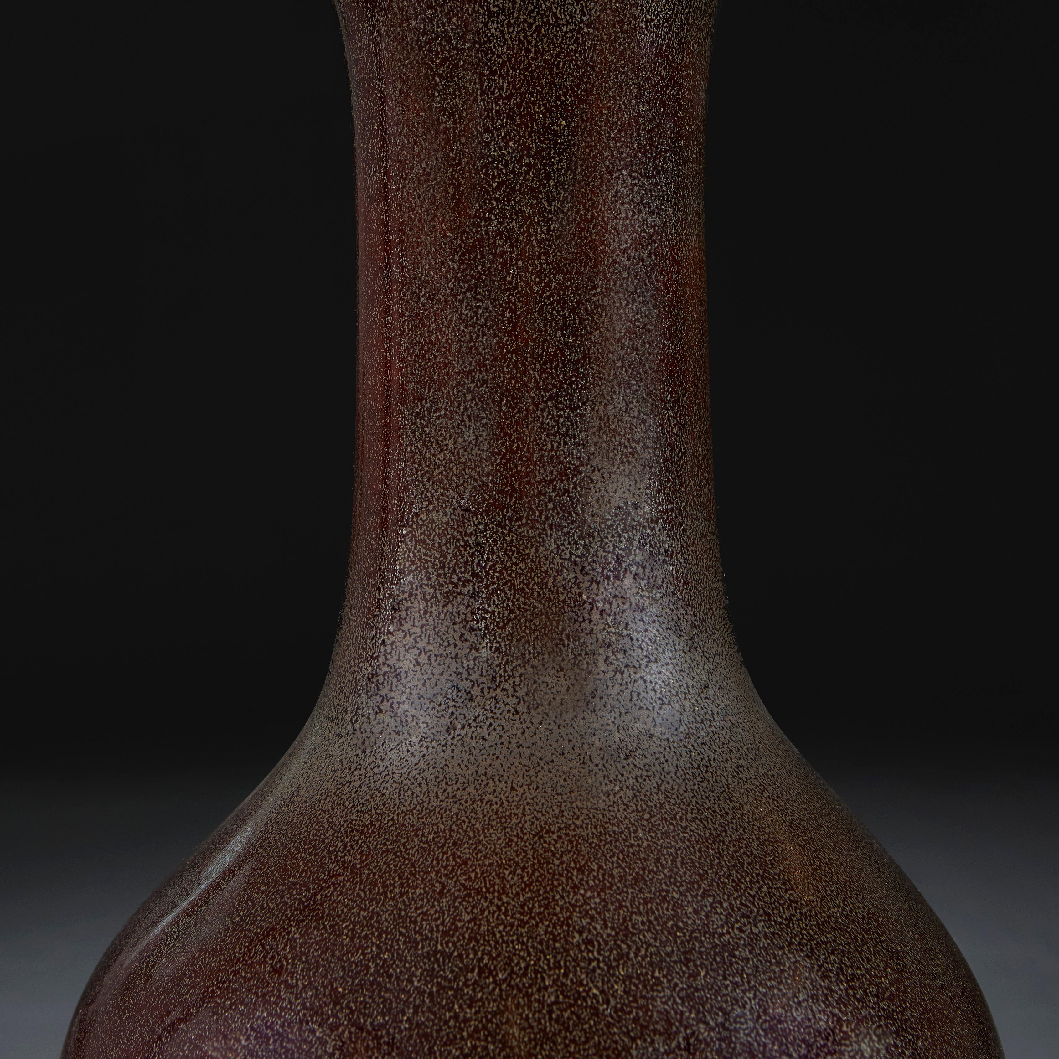 19th Century Chinese Tenmoku Glaze Vase as a Lamp