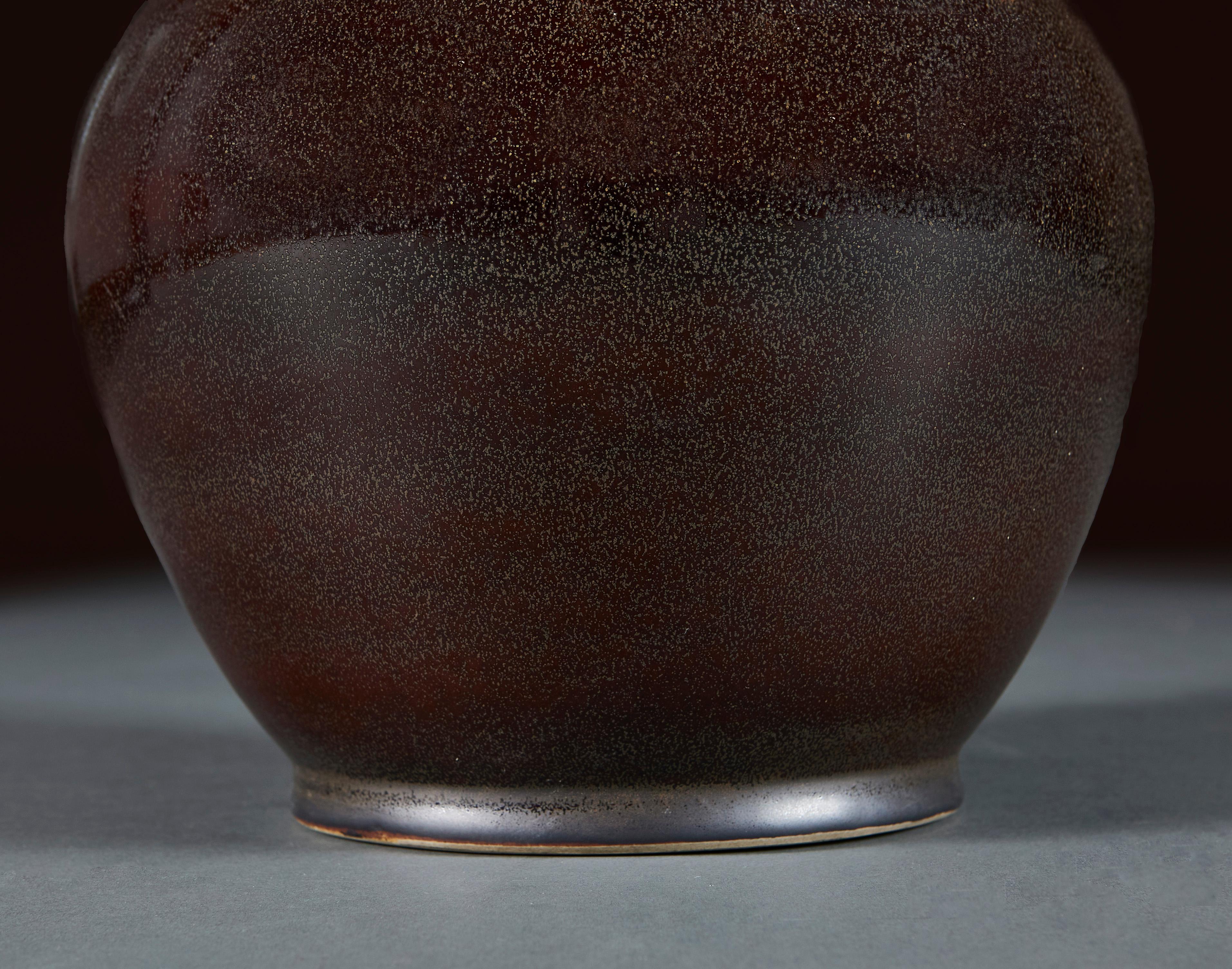 Ceramic Chinese Tenmoku Glaze Vase as a Lamp