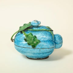 A Chinese Turquoise and Green Cloisonné Melon Tureen