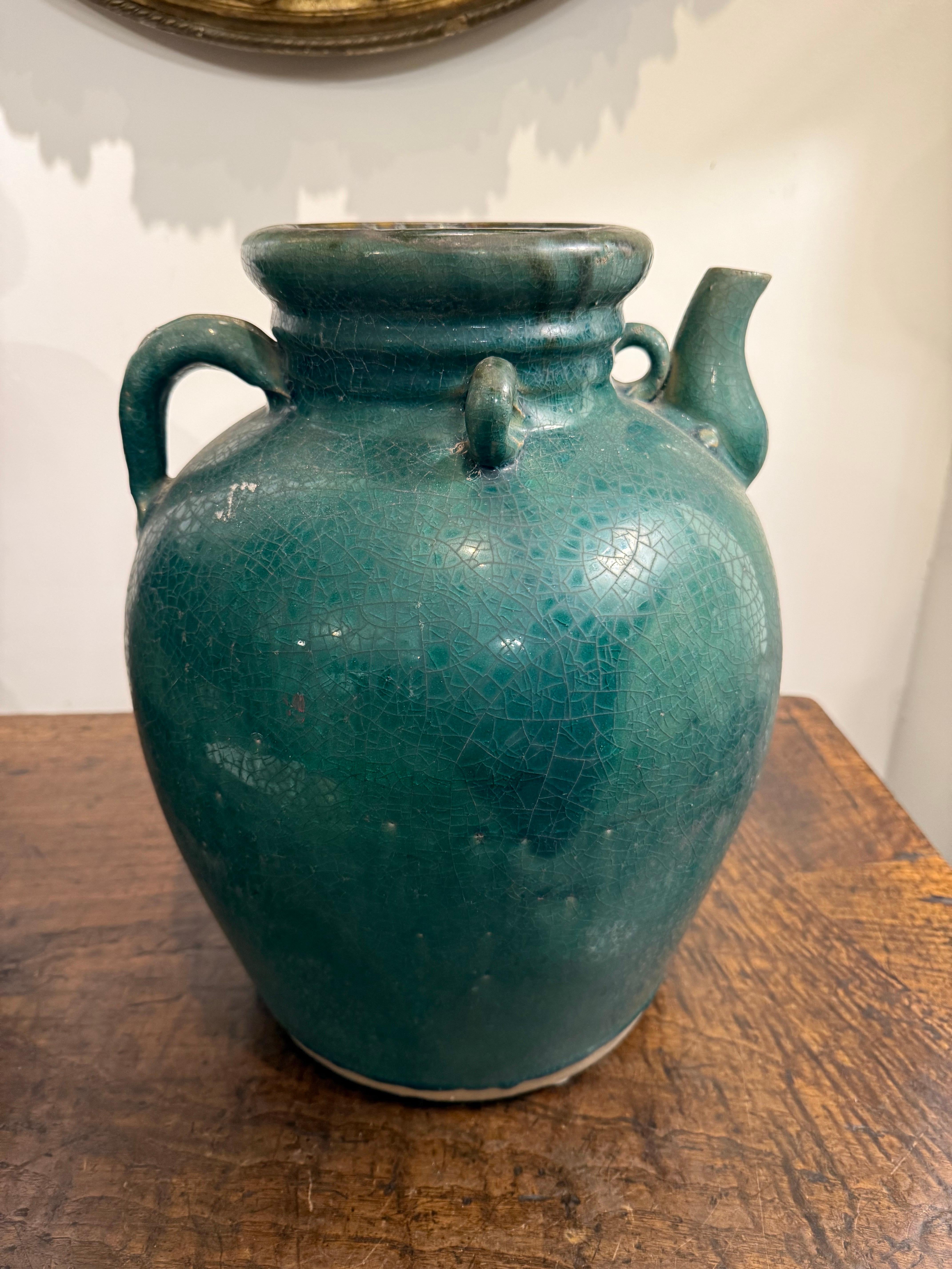 Vaso cinese in ceramica smaltata turchese, XIX secolo in vendita 3