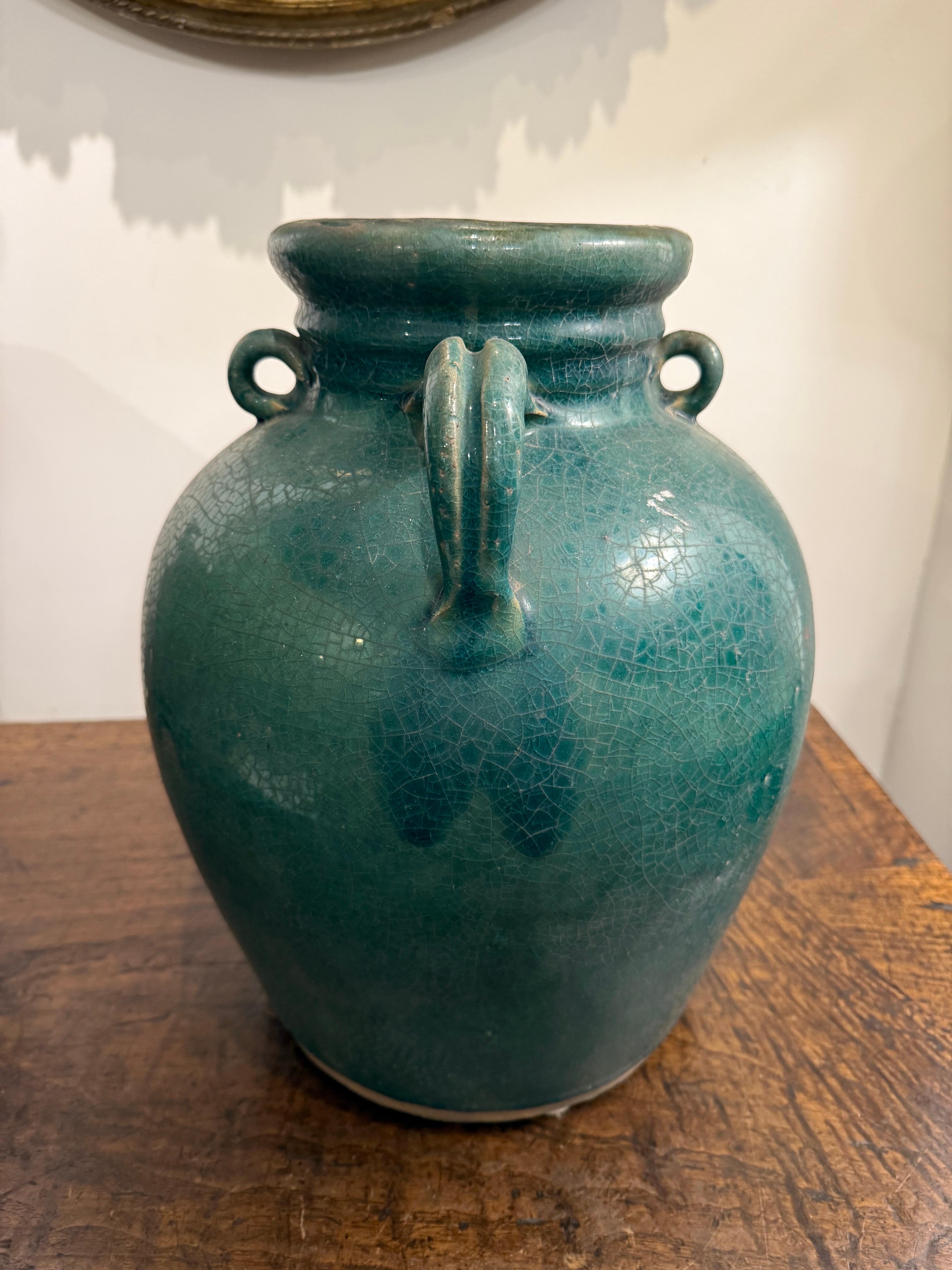 Vaso cinese in ceramica smaltata turchese, XIX secolo in vendita 6