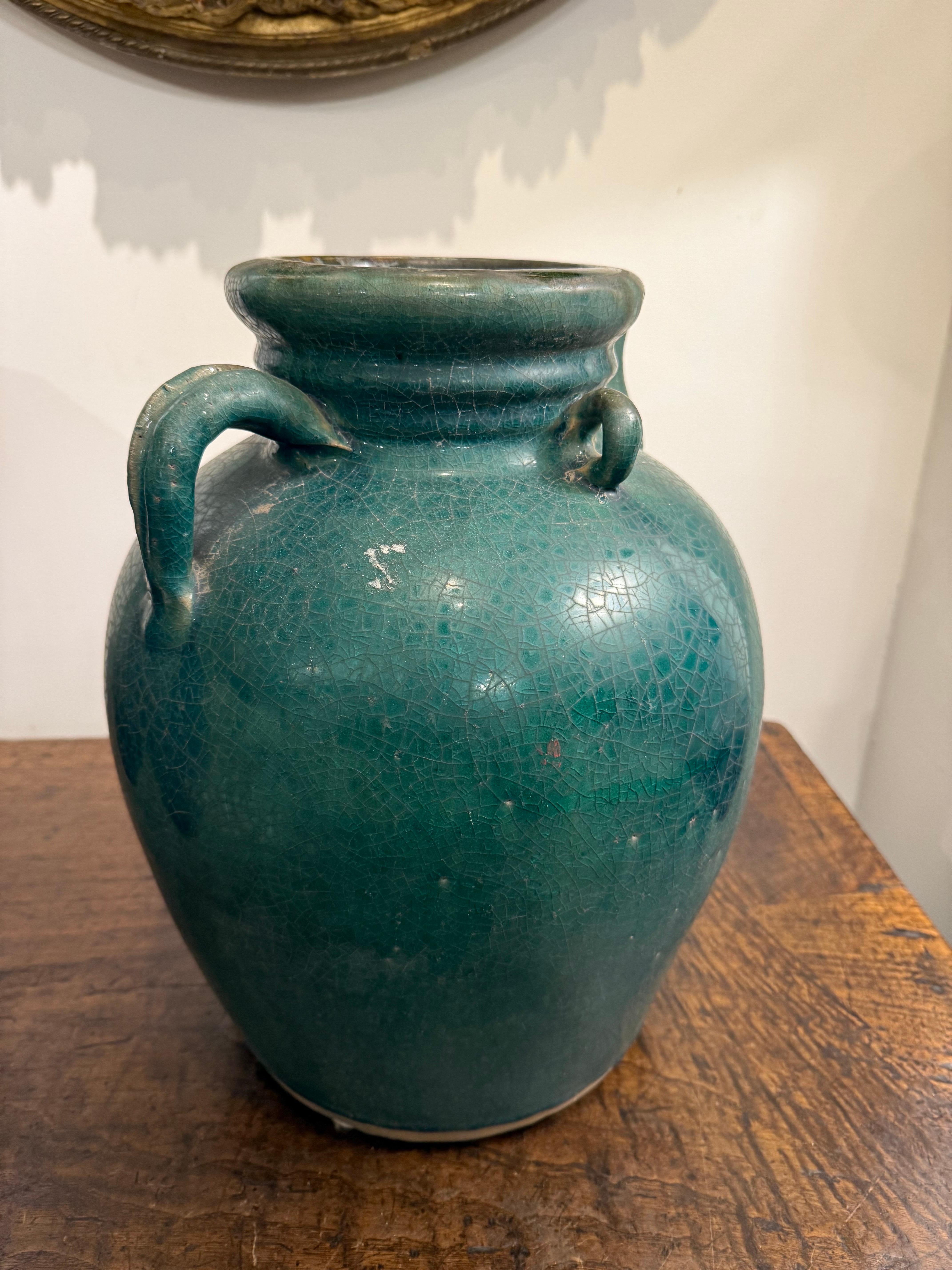 Qing Vaso cinese in ceramica smaltata turchese, XIX secolo in vendita