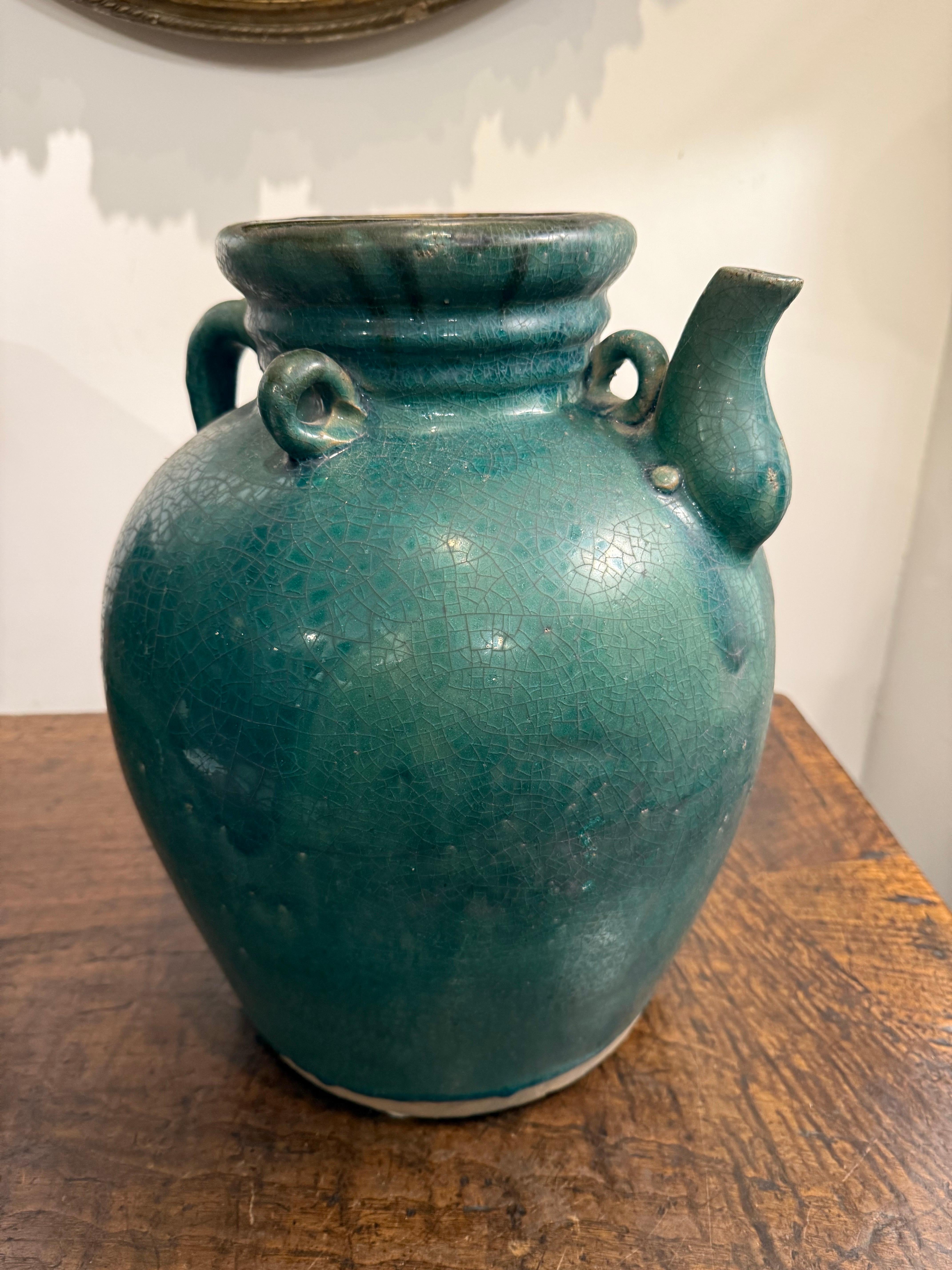 Vaso cinese in ceramica smaltata turchese, XIX secolo In condizioni buone in vendita a ARMADALE, VIC
