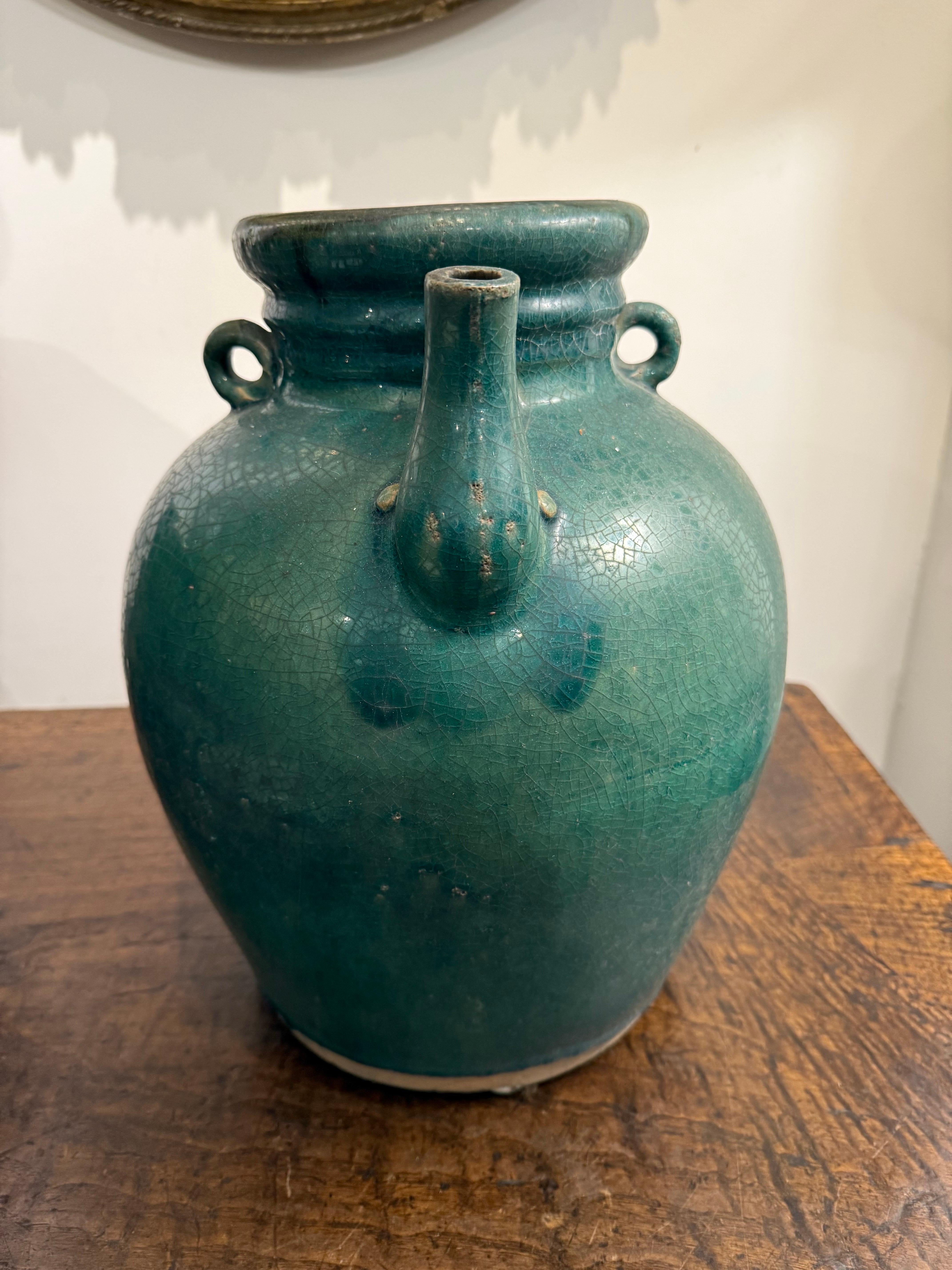 Vaso cinese in ceramica smaltata turchese, XIX secolo in vendita 2
