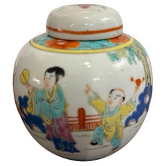A Chinese Wucai Lidded Porcelain Ginger Jar, 19th Century