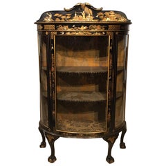 Chinoiserie 1920s Period Lacquered Display Cabinet