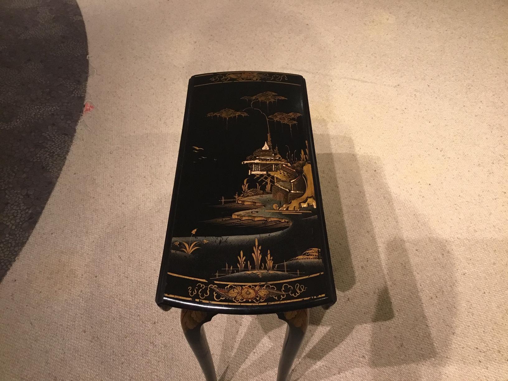 Chinoiserie Lacquered 1920s Drop Leaf Table 5