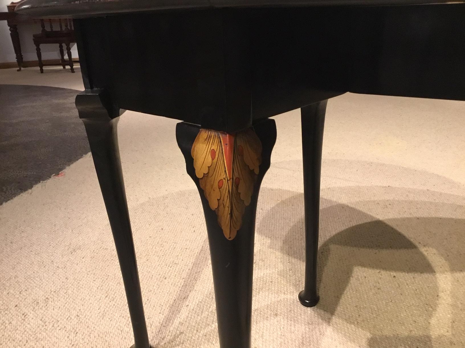 Chinoiserie Lacquered 1920s Drop Leaf Table 1