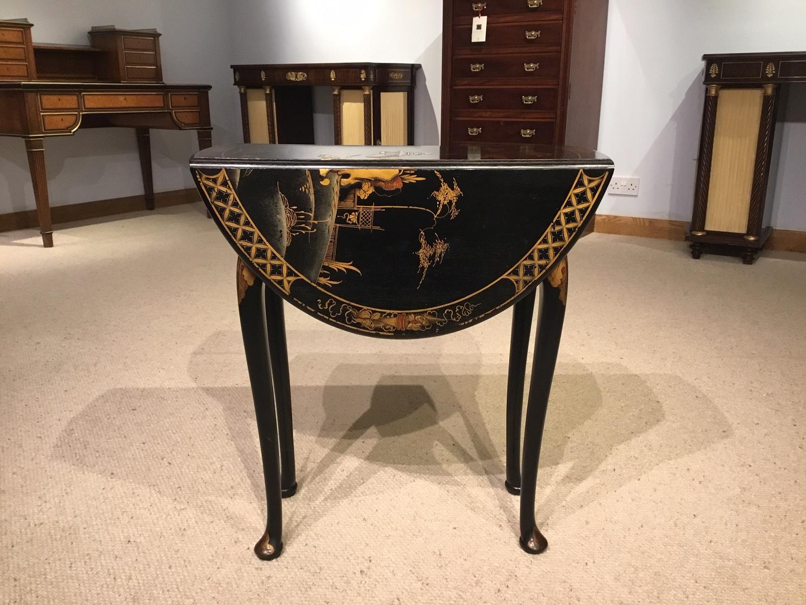 Chinoiserie Lacquered 1920s Drop Leaf Table 2