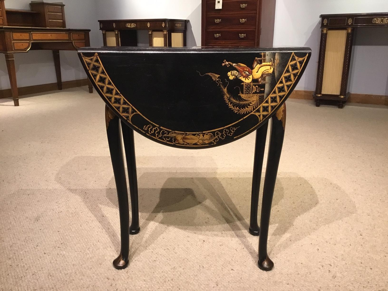 Chinoiserie Lacquered 1920s Drop Leaf Table 3