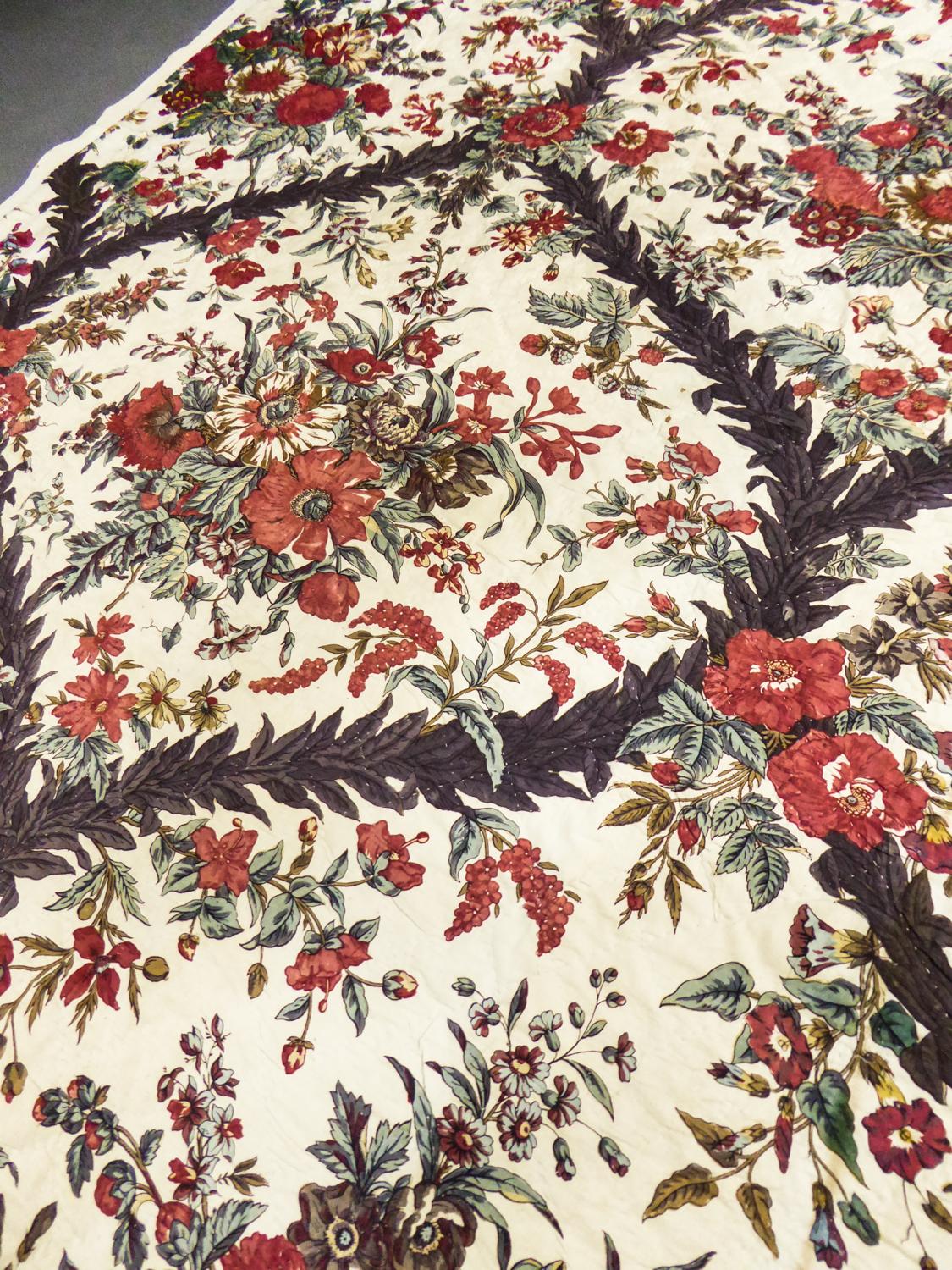 A Chintz block printed quilted Cotton Toile or Quilt - Alsace Circa 1810 For Sale 2