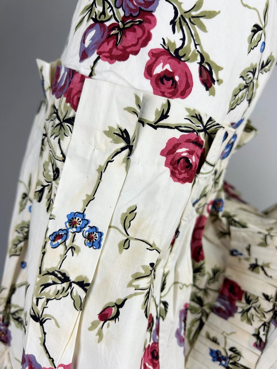 A chintz casaquin with Pagoda Sleeves and Falbalas French Circa 1860 7