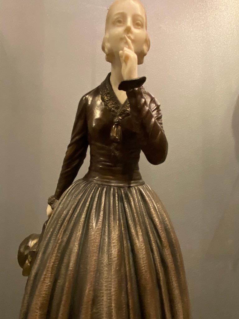 Chiparus Bronze and Bone Art Deco Hush Sculpture 9