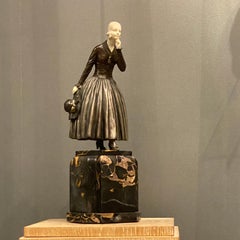 Chiparus Bronze and Bone Art Deco Hush Sculpture