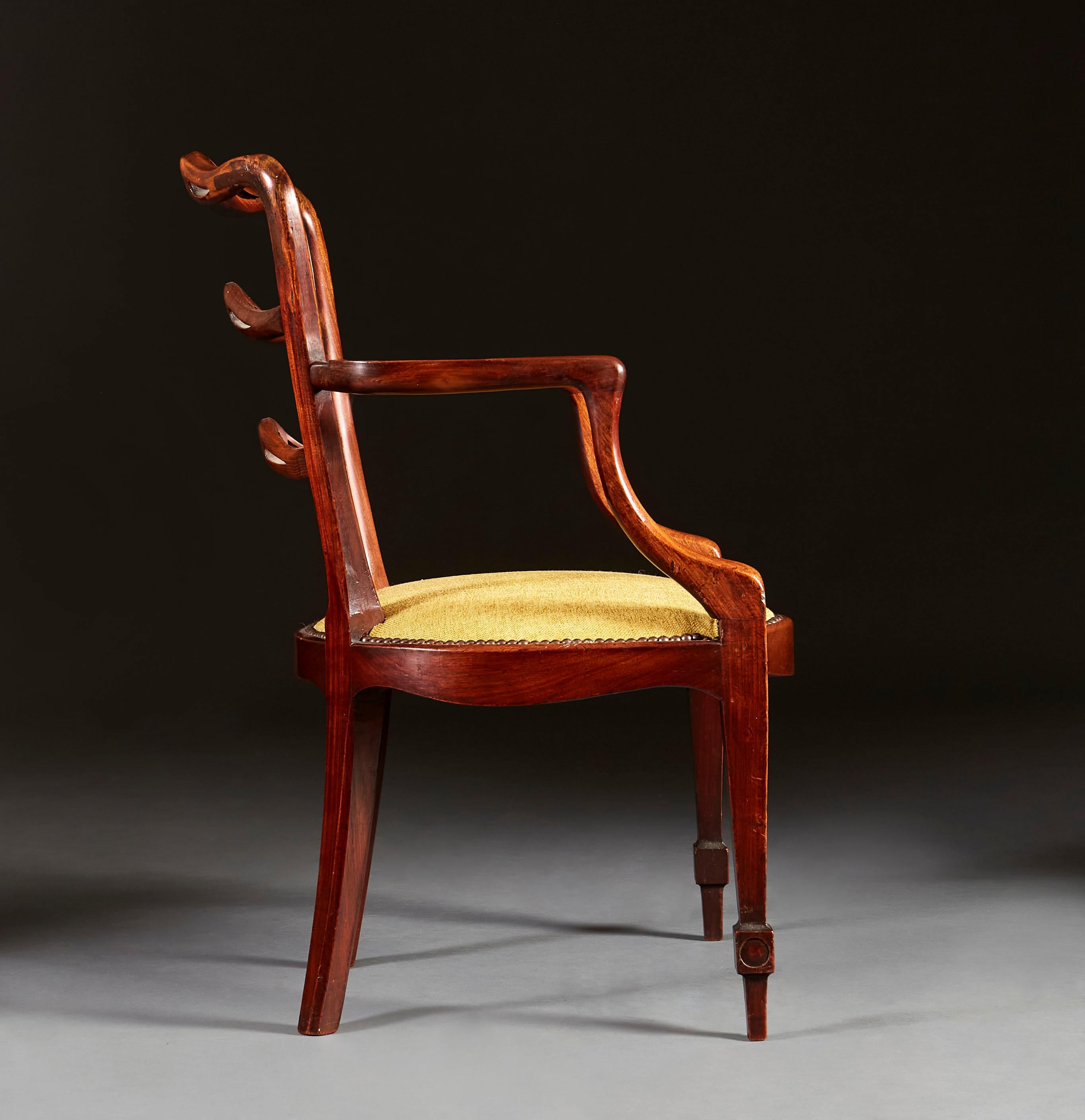 English Chippendale Ladder Back Armchair