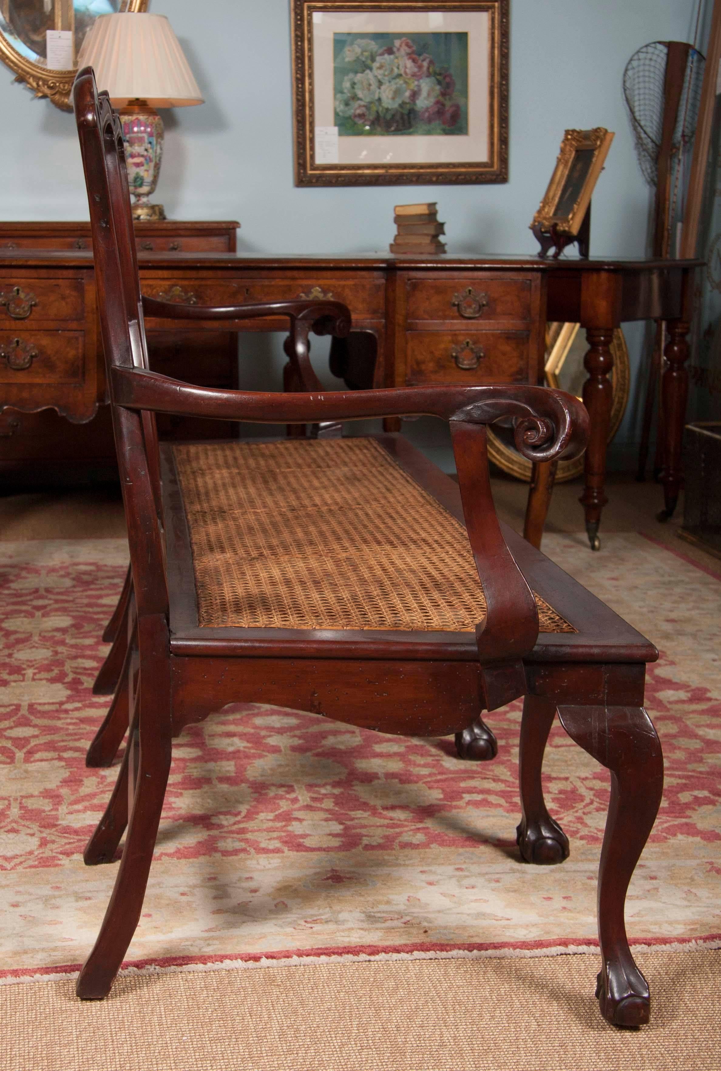 English Chippendale Style Mahogany Carved Back Settee
