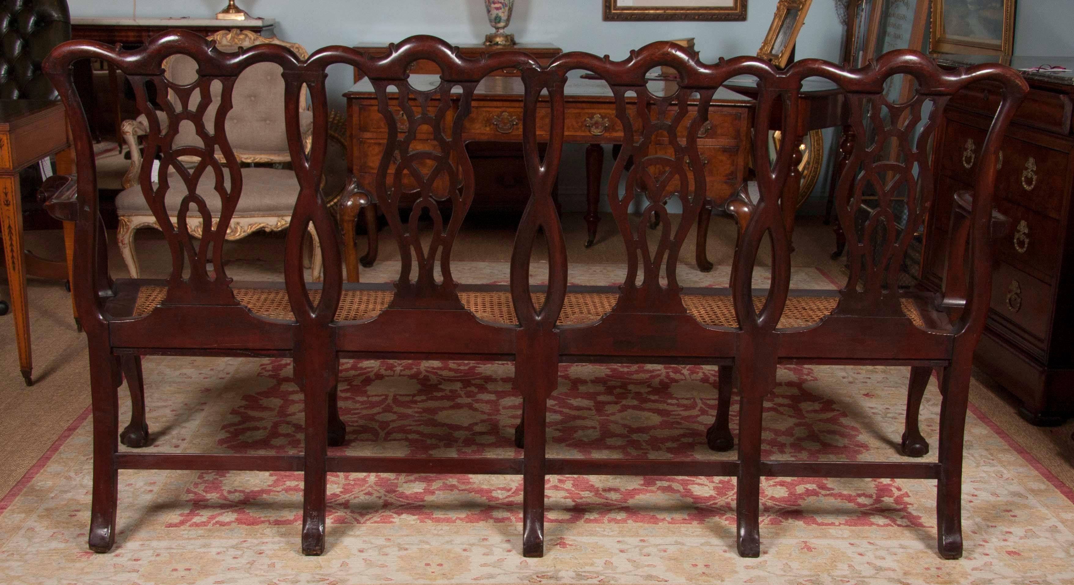 Chippendale Style Mahogany Carved Back Settee 1