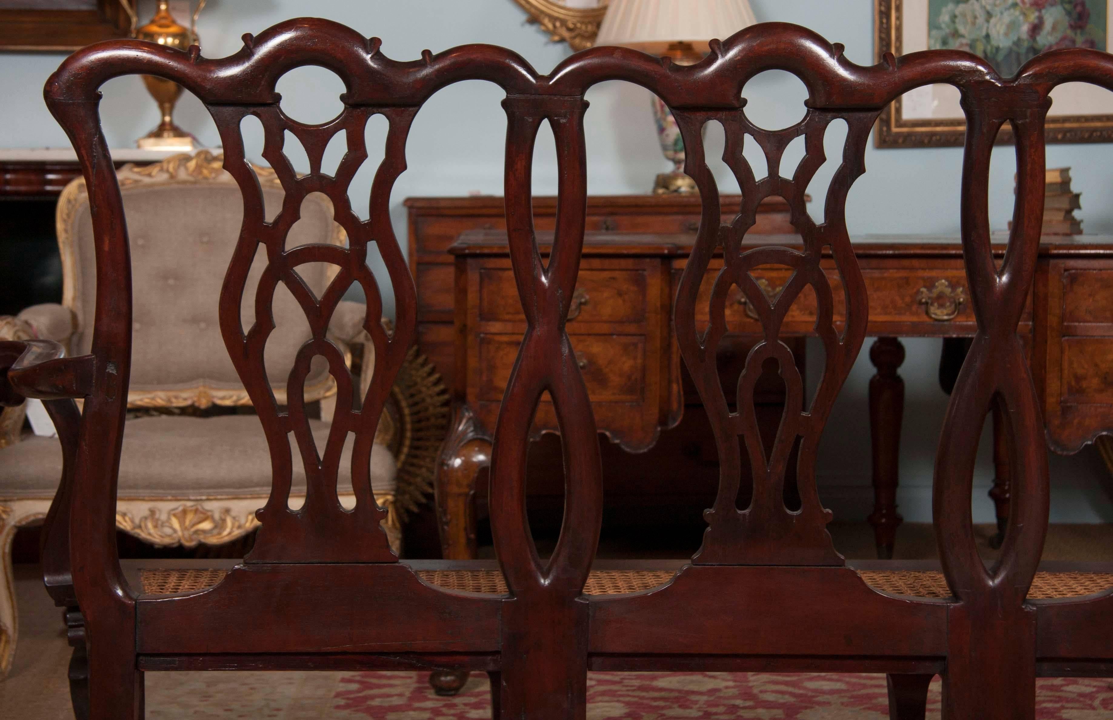 Chippendale Style Mahogany Carved Back Settee 2