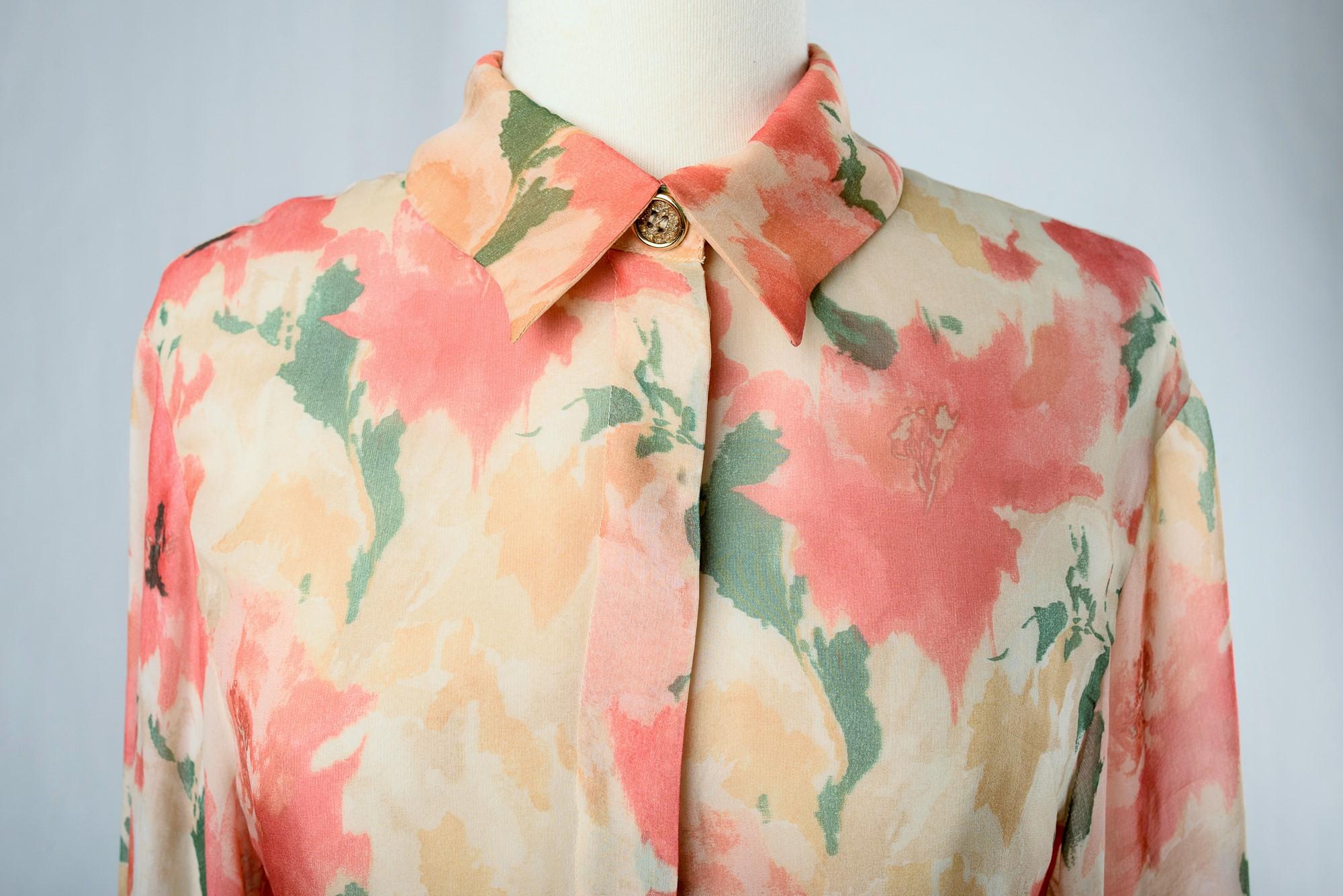 A Christian Dior boutique Chiffon blouse and skirt By Marc Bohan Circa 1980 For Sale 5