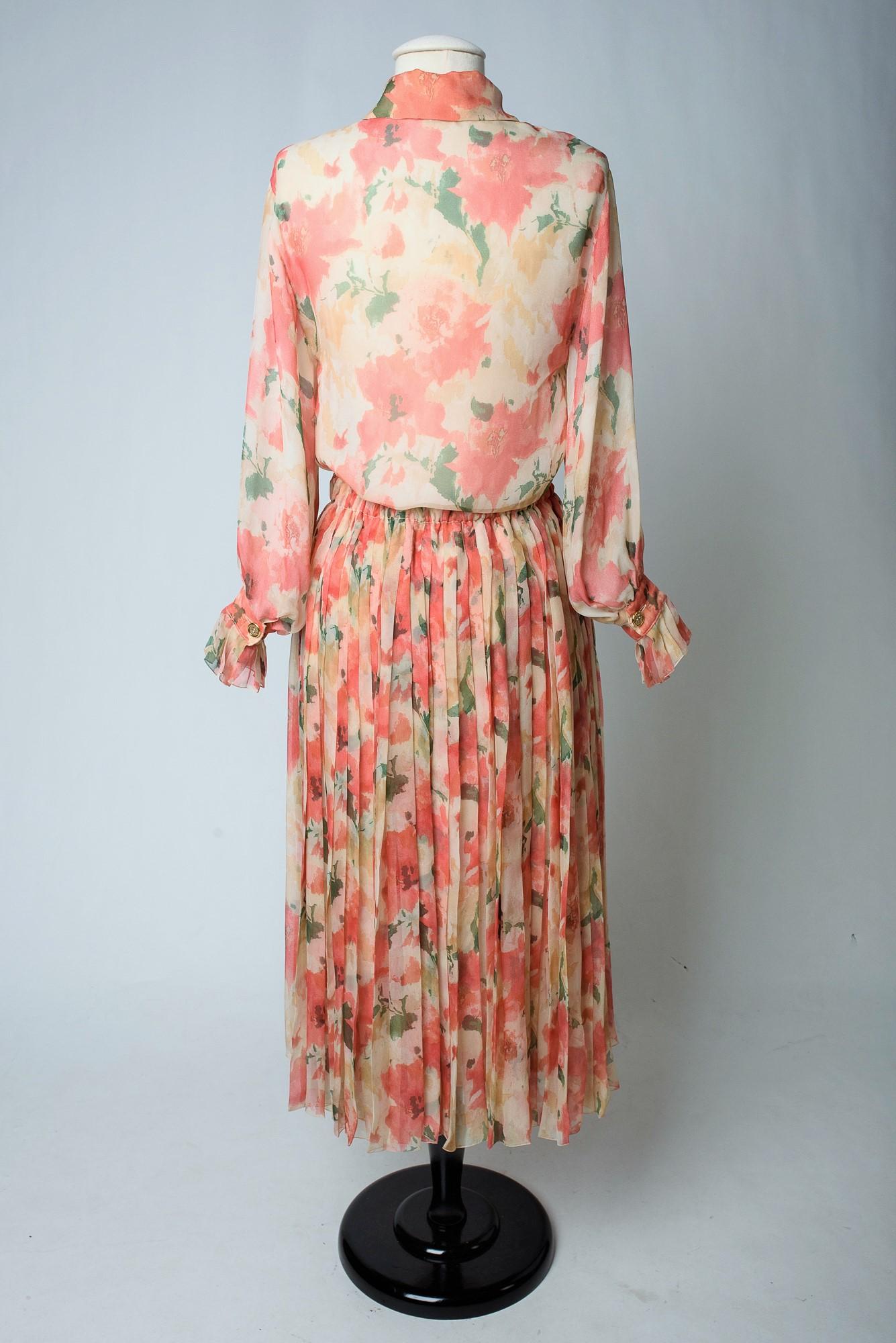 A Christian Dior boutique Chiffon blouse and skirt By Marc Bohan Circa 1980 For Sale 11