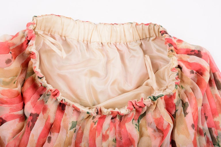 Prettiest circa Spring 1978 Christian Dior by Marc Bohan Pink Silk Chiffon Dress w Ribbon Detailing