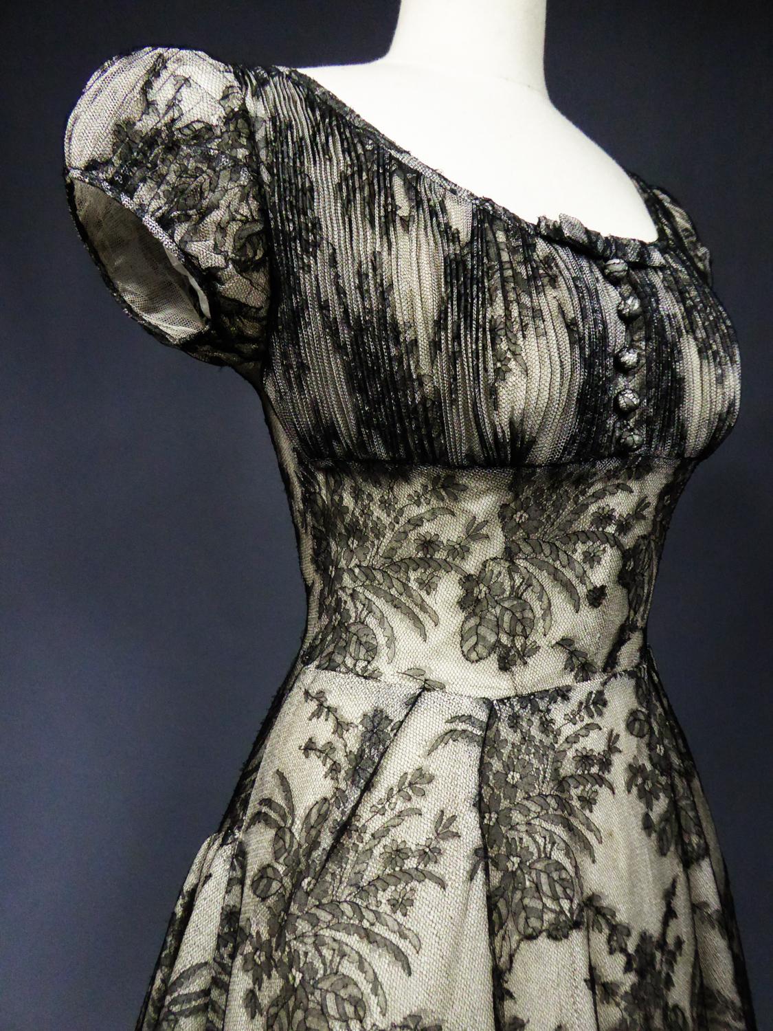 A Christian Dior Lace Couture Gown Collection Ligne Oblique (?) Circa 1950 For Sale 1
