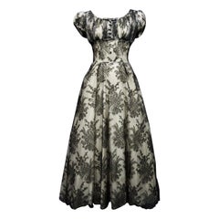 Vintage A Christian Dior Lace Couture Gown Collection Ligne Oblique (?) Circa 1950