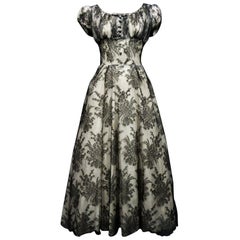 A Christian Dior Lace Couture Gown Collection Ligne Oblique (?) Circa 1950