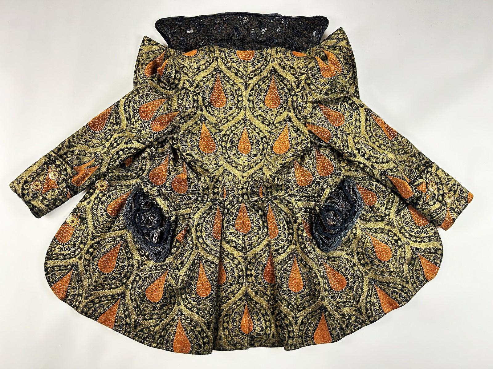 A Christian Lacroix Couture Frock Coat Golden Printed Jacket Circa 1990 For Sale 13
