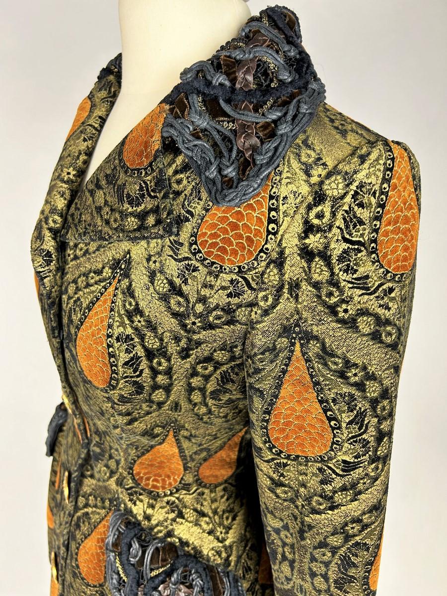 A Christian Lacroix Couture Frock Coat Golden Printed Jacket Circa 1990 For Sale 3