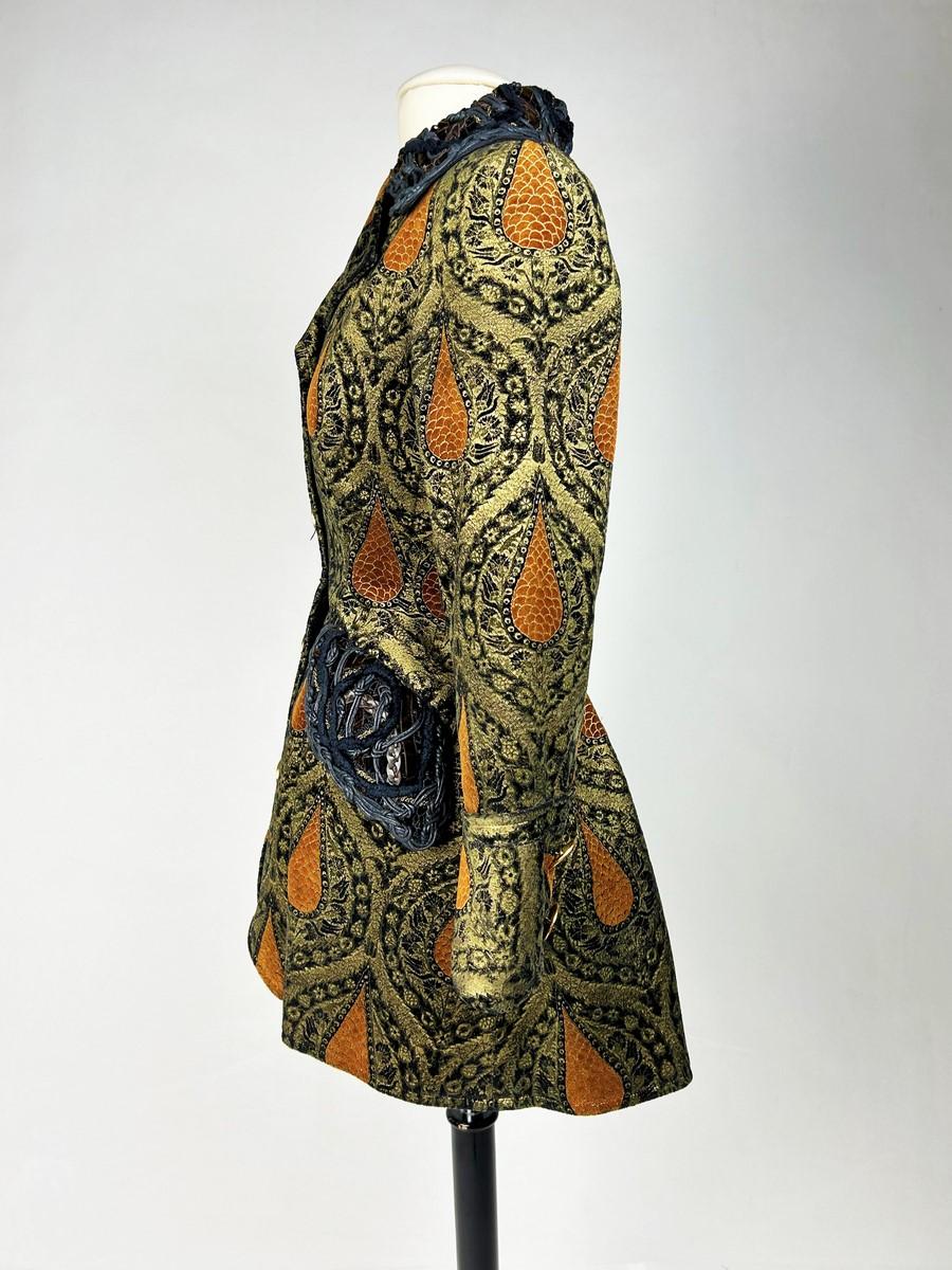 A Christian Lacroix Couture Frock Coat Golden Printed Jacket Circa 1990 For Sale 4