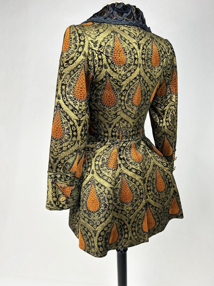 A Christian Lacroix Couture Frock Coat Golden Printed Jacket Circa 1990 For Sale 5