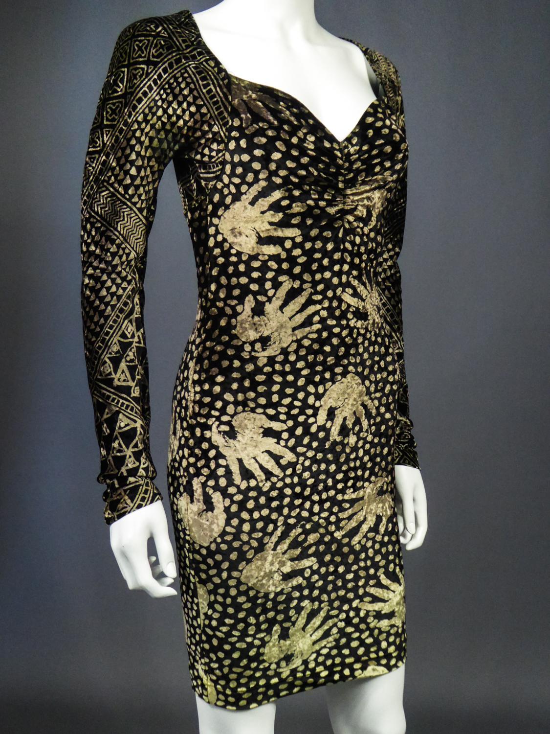 A Christian Lacroix Dress in Printed Velvet Circa 1991/2000 For Sale 2