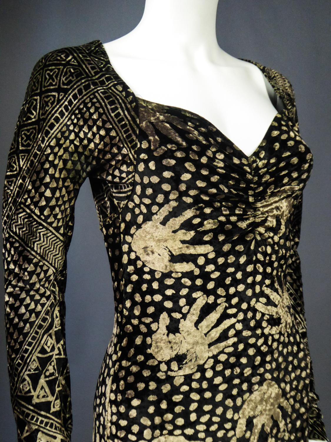 A Christian Lacroix Dress in Printed Velvet Circa 1991/2000 For Sale 3